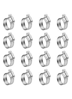 Buy 16 Pack Stainless Steel Hose Clamps for Automotive Plumbing - SAE 12, 1/2'' to 1-1/4'' Clamping Range - Ideal for 1/2 Inch, 3/4 Inch, 1 Inch Hoses in Saudi Arabia