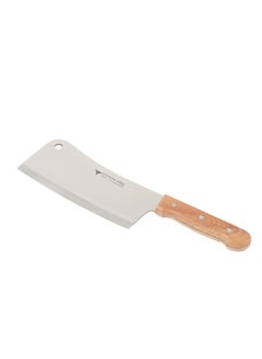 Buy Stainless steel cleaver knife with wooden handle - beige, 35 x 8 cm in Saudi Arabia