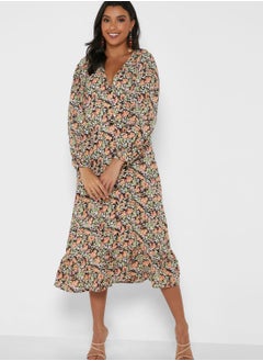 Buy Printed Balloon Sleeve Dress in Saudi Arabia