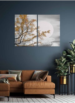 Buy Set of 2 Framed Canvas Wall Arts Stretched Over Wooden Frame, Tree and Moon Paintings, For Home, Living Room, Office Décor in Saudi Arabia