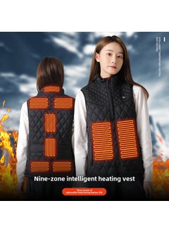 Buy New Womens Heated Vest USB Smart Charging Casual Black Zone 9 Heating Vest in UAE