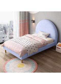 Buy Swedish Wood and Velvet Queen Bed 150×200×140 cm - Light Purple in Saudi Arabia