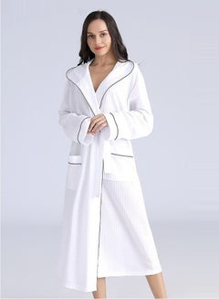 Buy Cotton Hooded Bathrobe, Hooded Bathrobe with Piping - Lightweight, Long Fit, Super Soft Spa Pajamas, Luxurious Bathrobe Waffle Fabric for Bathroom, Bedroom, Indoor and Outdoor in Saudi Arabia