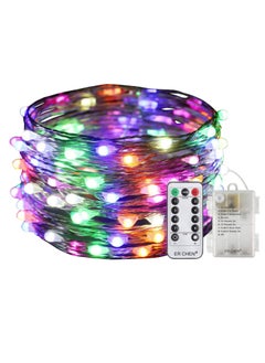 Buy Multicolor Remote Control Fairy String Lights 33 feet 100 LEDs Battery Operated LED Strip for Christmas EID Ramadan Diwali Wedding Birthday Party Home Decoration Waterproof with 8 Modes Changing in UAE