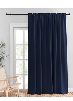 اشتري Room Divider Blackout Curtains Thermal Insulated Decor Rod Pocket Blackout Drapes for Bedroom Dining Studio Office Navy Blue 200x270/200x240/200x200cm في الامارات