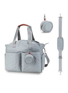 Buy Multifunctional Baby Changing Bag, Large Capacity Waterproof Tote Bag, Satchel Messenger Bag Portable Travel Diaper Bag with Pacifier Bag, Light Blue in UAE