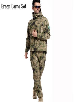 Buy Waterproof Soft Shell Tactical Jacket Set Men Warm Outdoor Army Camouflate Clothes Set Military Hooded Hunting Fleece Coat Clothing Suit in Saudi Arabia