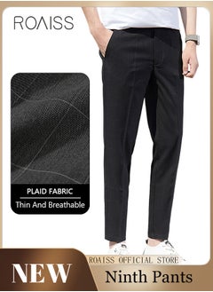 اشتري Young Men's Suit Pants Straight Fit British Plaid Thin Section Business Casual Pants Cropped Pants في الامارات