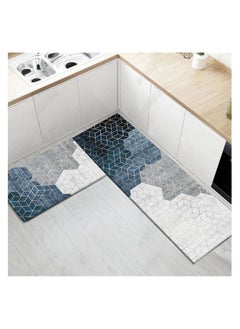 اشتري 2 PCS Set Large Kitchen Mats With Crystal Velvet Material Absorbent Thick Non Slip Washable Area Rugs For Kitchen Floor Indoor Outdoor Entry Carpet With Beautiful Design (50×80CM And 50×160CM) في الامارات