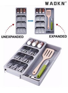 Buy Kitchen Silverware Utensil Cutlery Drawer Organizer, Expandable Adjustable Flatware Spoon Fork Storage Tray for Kitchen Gadgets Expandable Cutlery Drawer Organizer in UAE