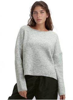 Buy Ribbed Round Neck Long Sleeve Knit Pullover in Egypt