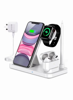 Buy Wireless Charger, 4 in 1 Fast Wireless Charging Station for Phones,Apple Watch,Pencil Charging Dock in Saudi Arabia