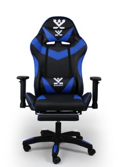 Buy A swivel leather gaming and video gaming chair with a backrest and lumbar support, blue in Saudi Arabia