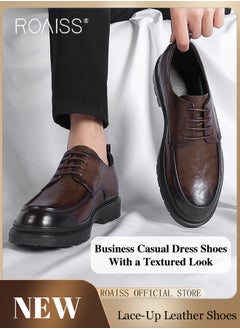 Buy Formal Business Leather Shoes for Men Round Toe Lace up Front Low Top Anti Slip Wear Resistant Driving Shoes Mens British Retro High Fashion Textures Soft Sole Comfort Work Shoes in UAE