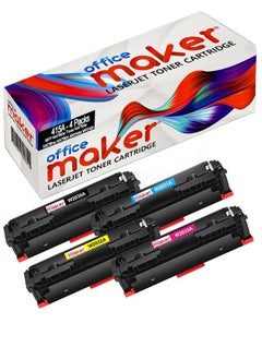 Buy Office Maker Compatible Toner Cartridge With Chip 415A (Black Cyan Magenta Yellow) Compatible with Laserjet Pro MFP M479fdw M479fdn M479fdw M454dw M454dn Combo Pack in UAE