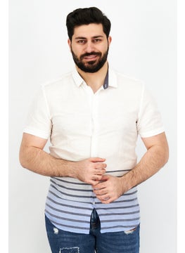 Buy Men Slim Fit Striped Short Sleeve Casual Shirt, White Combo in UAE