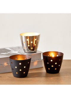 Buy Calot 3-Piece Metal Votives Set 8.5 x 7.5 x 8.5 cm in Saudi Arabia