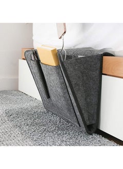 Buy Felt Bedside Caddy Dourr Bedside Pocket Caddy Bed Organizer Storage Inside With 5 Pockets And Charging Cable Hole For Organizing Tablet Magazine Phone Small Things Holder (Black) -- Grey in Egypt