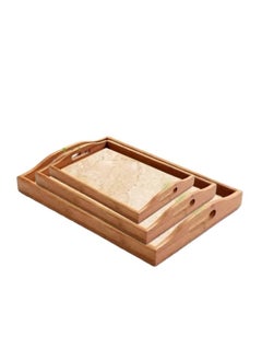 Buy Set of 3 Multifunctional Bamboo Tray in UAE