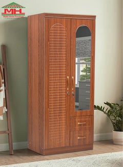 Buy MHF 2 Doors Wooden 2-Drawer Wardrobe,Cabin Cupboard Of Engineered Wood Modern Stylish Heavy Duty-8831-2D-OAK in UAE