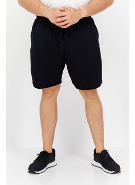 Buy Men Embroider Logo Basic Shorts, Black in UAE