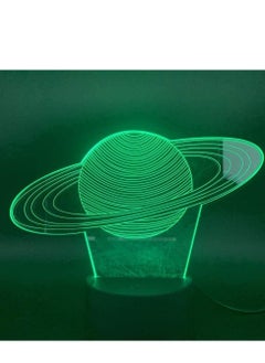 Buy Mulitcolor with Remote 3D Lamp Solar System Saturn Visual Light Effect Battery Powered Awesome Present for Children LED Night Light Lamp Hologram in UAE