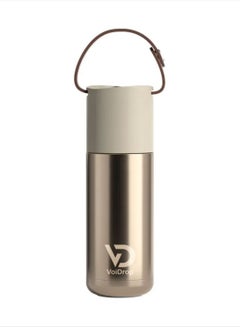 Buy VOIDROP Thermo Bottle Insulated Bottle 12oz Thermos Cup 350ML Portable Thermos Cup with Silicon Strap Travel Water Bottle Stainless Steel Kids Cups Stainless Steel Toddler cups (NATURAL TITANIUM) in UAE