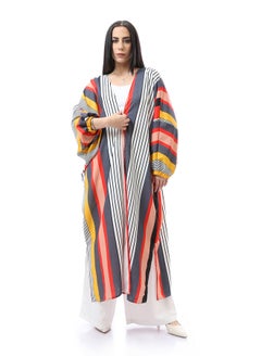 Buy Colorful Stripes Open Neckline Loose Cardigan in Egypt