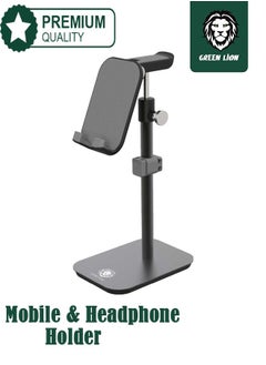 Buy Mobile and Headphone holder Multi Holder Aluminum Alloy Stable and Robust, Adjustable Height and Angle, Supports Most Up to 11" Callphone / Tablet - Black in UAE