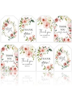 اشتري 100Pcs Thank You Gift Tags With 98.4Ft Hemp Rope Ink Floral Style Paper Tags Hanging Labels Name Tags For Baby Shower Birthday Wedding Bridal Shower Diy Gift Party Favor Decor 4 Designs في الامارات