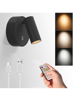 Buy Wireless SpotLights Indoor with Remote Magnetic Bedside Reading Wireless Spotlight Battery Operated Neutral Light 4000K 3 Color Dimmable Stick on Wall Light for Plant Artwork, Reading Black in UAE