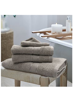 اشتري Daffodil (Light Grey) Premium Bath Towel (70x140 Cm-Set of 2) 100% Cotton, Highly Absorbent and Quick dry, Hotel and Spa Quality Bath linen with Stripe Diamond Dobby-500 Gsm في الامارات