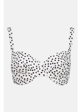 Buy Women Polka Dots Non Padded Bikini Top, White/Black in UAE