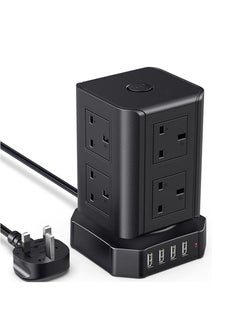 Buy Power Strip Surge Protector, 8 AC Multiple Outlets 4 USB, Power Tower Desktop Charging Station, Home Dorm Room Office Essentials, Desk Accessories in UAE