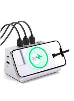 Buy USB Charging Station, 6 Ports Wireless USB Charging Station, USB C Charging Station, 75W Multiple USB Charger Station for Multible Devices, Cellphone, British plug in UAE