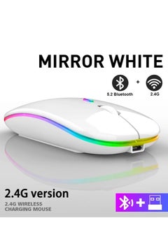 Buy Mute Design New Bluetooth Wireless Mouse with USB Rechargeable RGB Mouse for Computer Laptop PC Macbook Gaming Mouse Gamer,Mute 2.4G+Bluetooth three-mode RGB luminous version in UAE