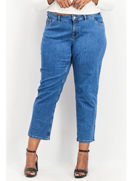 Buy Women Modern Fit Plain Stretchable Denim Jeans, Blue in Saudi Arabia