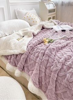 اشتري Flannel Simple Double Layer Quilted Quilt, Winter Bed Sheet Quilt, Composite Leisure Blanket Warm blankets in winter في الامارات