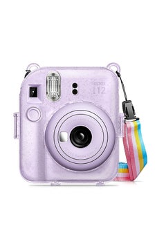 Buy Transparent Hard Camera Case for Fujifilm Instax Mini 12 Instant Camera Cover with Adjustable Strap  - Purple in UAE