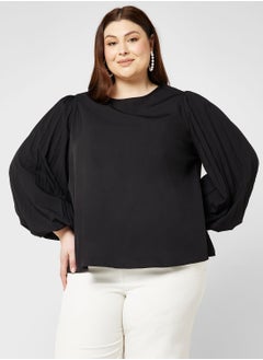 Buy Pleated Sleeve Flared Top in Saudi Arabia