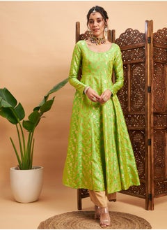 اشتري Floral Foil Print Brocade Anarkali Maxi Kurta في السعودية