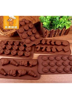 Buy 2 psc Silicone Chocolate Mold Set (2 Pieces) - Non-Stick Silicone Chocolate Mold for Kitchen, Candy, Cookie, Pudding, Ice Cube. Premium Chocolate Molds for Cake Decorating and Baking, Non-Stick Molds for Making Chocolate, Maamoul, Ice (2 Pieces Randomly Assorted Shapes) in Egypt