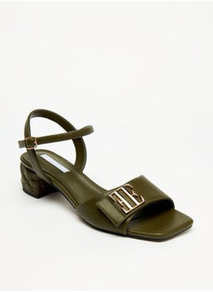 اشتري Women's Solid Sandals with Buckle Closure and Block Heels في الامارات