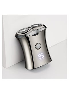 Buy Electric Mini Travel Shaver for Men - Pocket Size Washable Electronic Razor Mens Rechargeable Portable Cordless Shaving Face Beard Wet & Dry Rotary Electrical Shave (Silver) in UAE