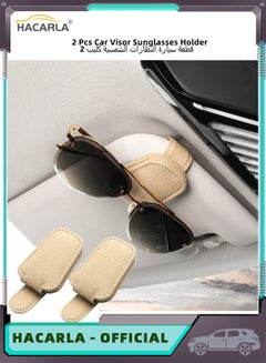 Buy 2 Pcs Car Visor Leather Sunglasses Holder Car Visor Universal Magnetic Adsorbed Eyeglasses Hanging Clip Genuine Storage Clip Ticket Card Clip Car Visor Accessories in UAE