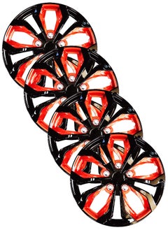 Buy EMTC Taiwan Wheel Cover Pack of 4 | 15" Inch | EM-3138 Black Red 2 Q Universal Nested Style in UAE