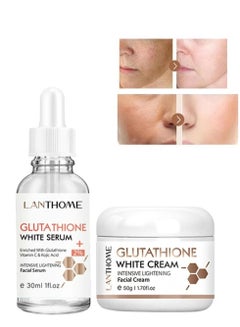 Buy Glutathione Kojic Acid Cream and Serum Natural Skin Nourishing Resurfacing Fade Cream and Serum Brighting Dark Spots Acne Scars Intensively Hydrating Soothing Provide Elastic Youthful Skin 50ml + 30ml in UAE