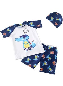 اشتري Swimsuit Set，Short Sleeve Kids Rash Guard Dinosaur Boys Bathing Suit with Sun Cap for 3-6 Years，Swimsuit Set for Boys-Suitable for Children Swimming Sea, Beach, and Swimming Pool في السعودية