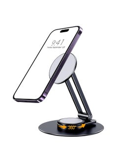 Buy Magnetic Desk Phone Stand for iPhone, Adjustable Foldable Aluminum Phone Stand, 360°Rotation Magnetic Cell Phone Stand, Compatible with iPhone 15 14 13 12 Pro, Pro Max, Plus, Mini in UAE