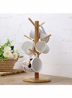 Buy Bamboo Mug Holder Wooden Coffee Tea Cup Rack Countertop Mug Counter Stand in UAE